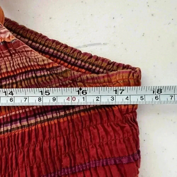 Coldwater Creek Sz 6 Stripe Cotton Embroidered Smocked Cottagecore Hippie Dress - Picture 14 of 16